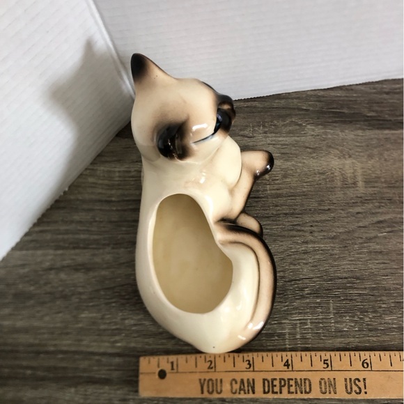 Vtg Ceramic Siamese Cat Succulent Planter - Picture 10 of 12